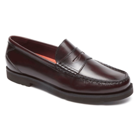 NWOB Rockport Men’s Daily Ritual Penny Burgundy Leather Slip On Loafers size 9 - Picture 1 of 8